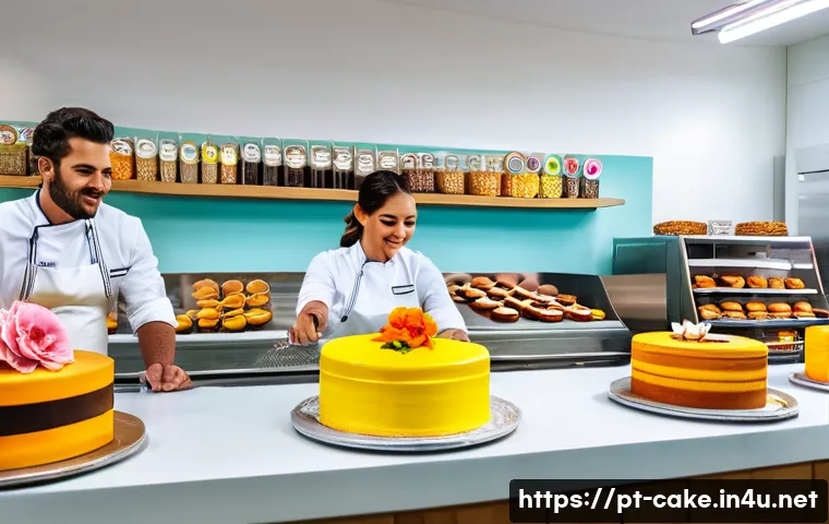 제과 자격증과 관련된 학회 및 커뮤니티 - A vibrant professional bakery workshop scene in Brazil, showing diverse pastry chefs actively partic...