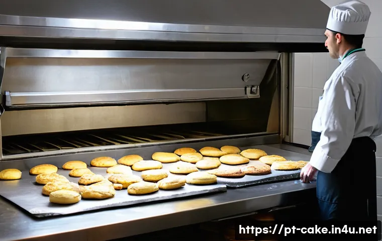 제과 자격증 취득을 위한 중점 과목 - ” In the foreground, a chef in a crisp white jacket labeled “Confeiteiro” (Portuguese name tape) wat...